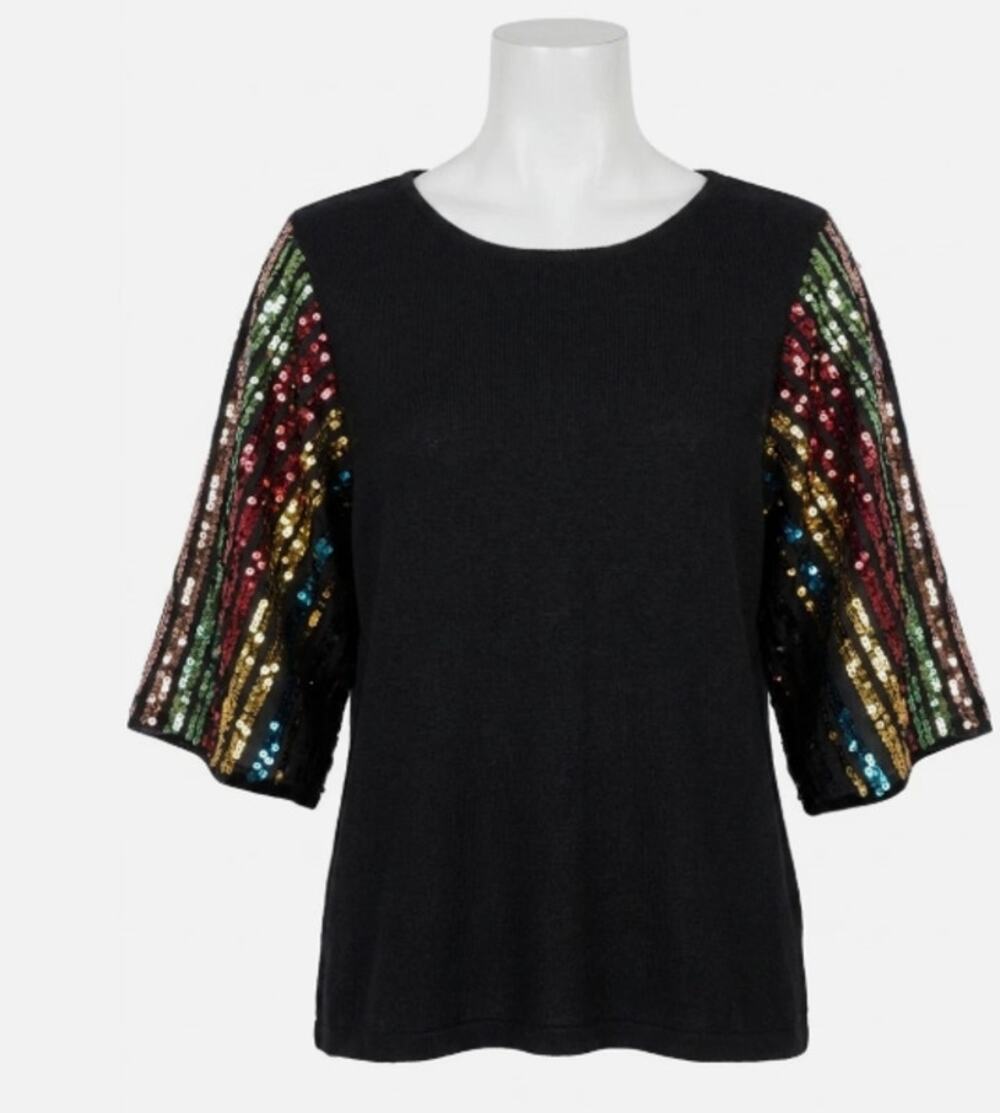 NWT THML Mariah Sequin Sleeve Top sz M